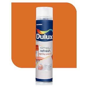 dulux simply refresh spray paint  diy quick drying gloss finish for metal wooden furniture plastic walls cars amp bikes  400ml deep_orange