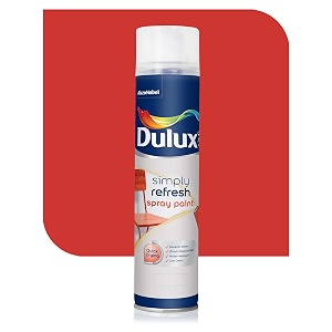 dulux simply refresh spray paint  diy quick drying gloss finish for metal wooden furniture plastic walls cars amp bikes  400ml signal_red
