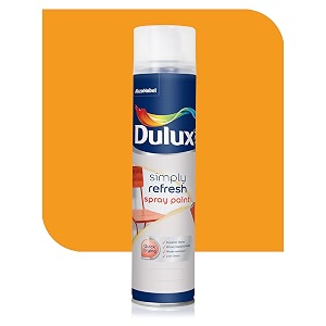 dulux simply refresh spray paint  diy quick drying gloss finish for metal wooden furniture plastic walls cars amp bikes  400ml golden_yellow