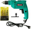 DUMDAAR 500W Electric Drill Kit –with 6 month warranty 9Pc Drill Bits (Wood/Metal/Wall) Power & Hand Tool Kit