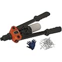 Dumdaar Portable 13 Inch Heavy Duty Mini Hand Riveter Blind Rivet Gun with 30 rivets and gloves Shock-Proof Hand Tools With Soft Rubber