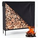 DUMOS 4FT Heavy Duty Firewood Storage Rack, Heavy Duty Firewood Storage Log Rack with Cover and Zipper, Outdoor Fire Wood Racks Storage Logs Rack and Cover Set for Farm, Garden, Patio, Black