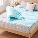 DUMOS Mattress Toppers Memory Foam King Size, 3 Inch Thick Bed Topper Pad Cooling Gel Infused Soft Comfy Padding Breathable for, CertiPUR-US Certified, Blue