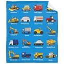 Dump Truck Bulldozer Throw Blanket - ​Super Soft Flannel Fleece Blanket for Gifts, Plush Lightweight Fuzzy Cozy Blanket Microfiber for Couch Sofa Bed All Season M 60"x50" for Teens