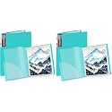 Dunwell 11x14 Art Portfolio Folder (Aqua), Presentation Binder with 24 Pockets, Large 11 x 14 Portfolio Binder, Acid-Free Poly Cover and Sleeves (Pack of 2)