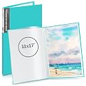 Dunwell 11x17 Art Portfolio Binder, 24 Clear Sleeves, Aqua