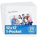 Dunwell 12x12 Scrapbook Refill Pages, 25 Pack Sheet Protectors for Binders