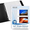 Dunwell 5x7 Photo Sleeves for 3-Ring Binder, (10 Pack) for 40 Pictures, Each Sheet Protector Holds Four 5 x 7 Pictures or Postcards, Acid-Free Poly Plastic Photo Album Refill Pages