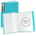 Dunwell 9x12 Presentation Binder, 24 Pockets, Displays 48 Pages, Aqua