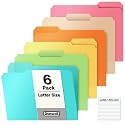 Dunwell Plastic File Folders, 1/3 Tab, Letter Size Documents, 6 Pack