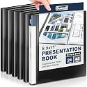 Dunwell Presentation Binder 24-Pocket, 8.5x11 Plastic Sleeves, Black