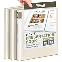Dunwell Presentation Binder 24-Pocket, 8.5x11 Plastic Sleeves,3 Pack, Ivory