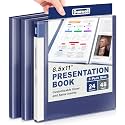 Dunwell Presentation Binder 24-Pocket, 8.5x11 Plastic Sleeves, 3 Pack, Blue