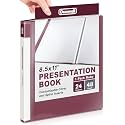 Dunwell Presentation Binder 24-Pocket, Displays 48 Pages, 8.5x11 Portfolio Binder with Plastic Sleeves, Storage and Organizer for Documents, Certificates, Projects, Photos (Ruby)