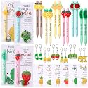 Dunzoom 12 Sets Positive Fruit Pen Keychain Gifts Bulk