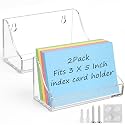 Dunzoom 2 Pack 3 x 5 Inch Acrylic Index Card Holder, 2-in-1 Desk & Wall Mounted Index Card Display Stand, File Box Postcard Holder Clear Display Case for Office Business Back to School