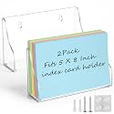 Dunzoom 2 Pack 5x8 Index Card Holder, 2-in-1 Desk & Wall Mounted Acrylic Index Card Display Stand, Includes Screws & Anchors, Clear Notecard Organizer for Back to School, Classroom, Office Study