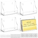 Dunzoom 4 Pack 4x6 Index Card Holder, 2-in-1 Desk & Wall Mounted Acrylic Index Card Display Stand, Includes Screws & Anchors, Clear Notecard Postcard Recipe Organizer for Office, Business, Classroom