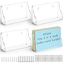 Dunzoom 4 Pack 5x8 Index Card Holder, 2-in-1 Desk & Wall Mounted Acrylic Index Card Display Stand, Includes Screws & Anchors, Clear Flash Notecard Organizer for Classroom, Office & Study