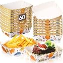 Dunzoom 60 Pcs Watercolor Fall Paper Food Tray Plates Thanksgiving Disposable Food Boat Nacho Popcorn Snack Hot Dog Serving Tray for Autumn Thanksgiving Party Decoration Supply