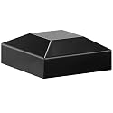 Dunzy 1 Pcs Aluminum Fence Post Caps Black Caps Fence Topper Pressure Fit Post Cover for Mailbox Metal Wood Plastic Vinyl Iron Deck Railing (2" X 2")