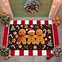 Dunzy 2 Pcs Christmas Doormat Set Gingerbread Man Decorative Front Doormat