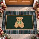 Dunzy 2 Pcs Christmas Green Plaid Rugs Teddy Bear Non Slip Mats Set