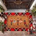 Dunzy 2 Pcs Christmas Nutcracker Mats Red Plaid Non Slip 23x35 16x27