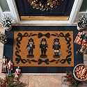 Dunzy 2 Pcs Nutcracker Doormat 23.6x35.4 Inch Coir Christmas Mat Tartan