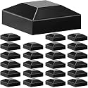 Dunzy 24 Pcs Aluminum Fence Post Caps Black Caps Fence Topper Pressure Fit Post Cover for Mailbox Metal Wood Plastic Vinyl Iron Deck Railing (2" X 2")