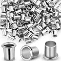 Dunzy 300 Pieces 1/4 Inch Shelf Pin Sleeves, Silver