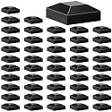 Dunzy 48 Pcs Aluminum Fence Post Caps Black Caps Fence Topper Pressure Fit Post Cover for Mailbox Metal Wood Plastic Vinyl Iron Deck Railing (2" X 2")