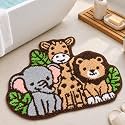Dunzy Jungle Animal Bath Mat Cartoon Bathroom Decor No Slip Shower Rug