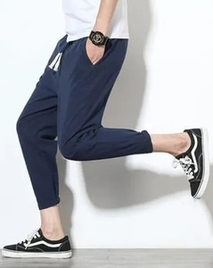 Duooble Solid Men Dark Blue Track Pants