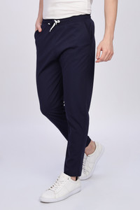Duooble Solid Men Dark Blue Track Pants
