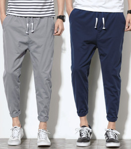 Duooble Solid Men Grey Dark Blue Track