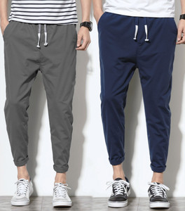 Duooble Solid Men Grey Dark Blue Track