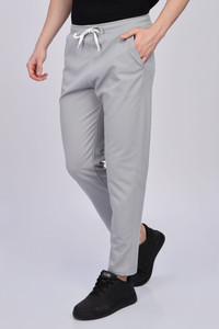 Duooble Solid Men Grey Track Pants
