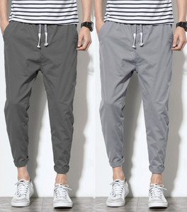 Duooble Solid Men Grey Track Pants