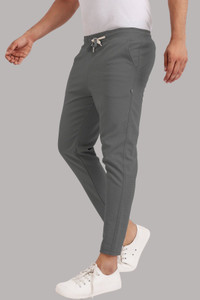 Duooble Solid Men Grey Track Pants