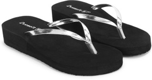 duosoft premiumcomforttrendylightweightorthoheelsstylishslippers for women women slippers black silver  8