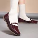 Duosoft Women39s Mary Jane Flats Burgundy Patent