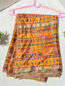 Dupattaa Velvet Embroidered Red, Gold, Yellow Women Dupatta