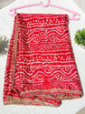 Dupattaa Velvet Embroidered Red, Yellow Women Dupatta