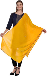 dupattaa velvet self design yellow women dupatta