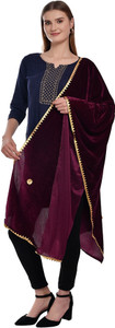 dupattaa velvet self design purple women dupatta