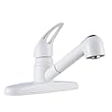 Dura Faucet DF-PK100-WT RV Pull-Out Kitchen Sink Faucet, Plastic (White)