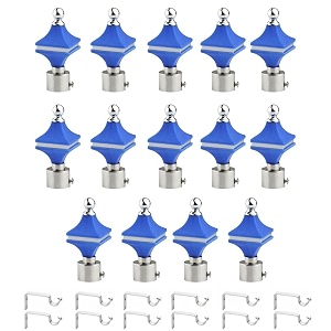 durable abs  stainless steel curtain bracket with support 1 inch rod pocket finials door and window rod support fittings curtain rod holder pack of 14 blue