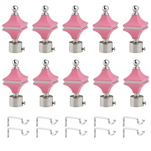 durable abs  stainless steel curtain bracket with support 1 inch rod pocket finials door and window rod support fittings curtain rod holder pack of 10 pink