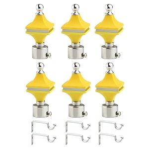 durable abs  stainless steel curtain bracket with support 1 inch rod pocket finials door and window rod support fittings curtain rod holder pack of 6 yellow